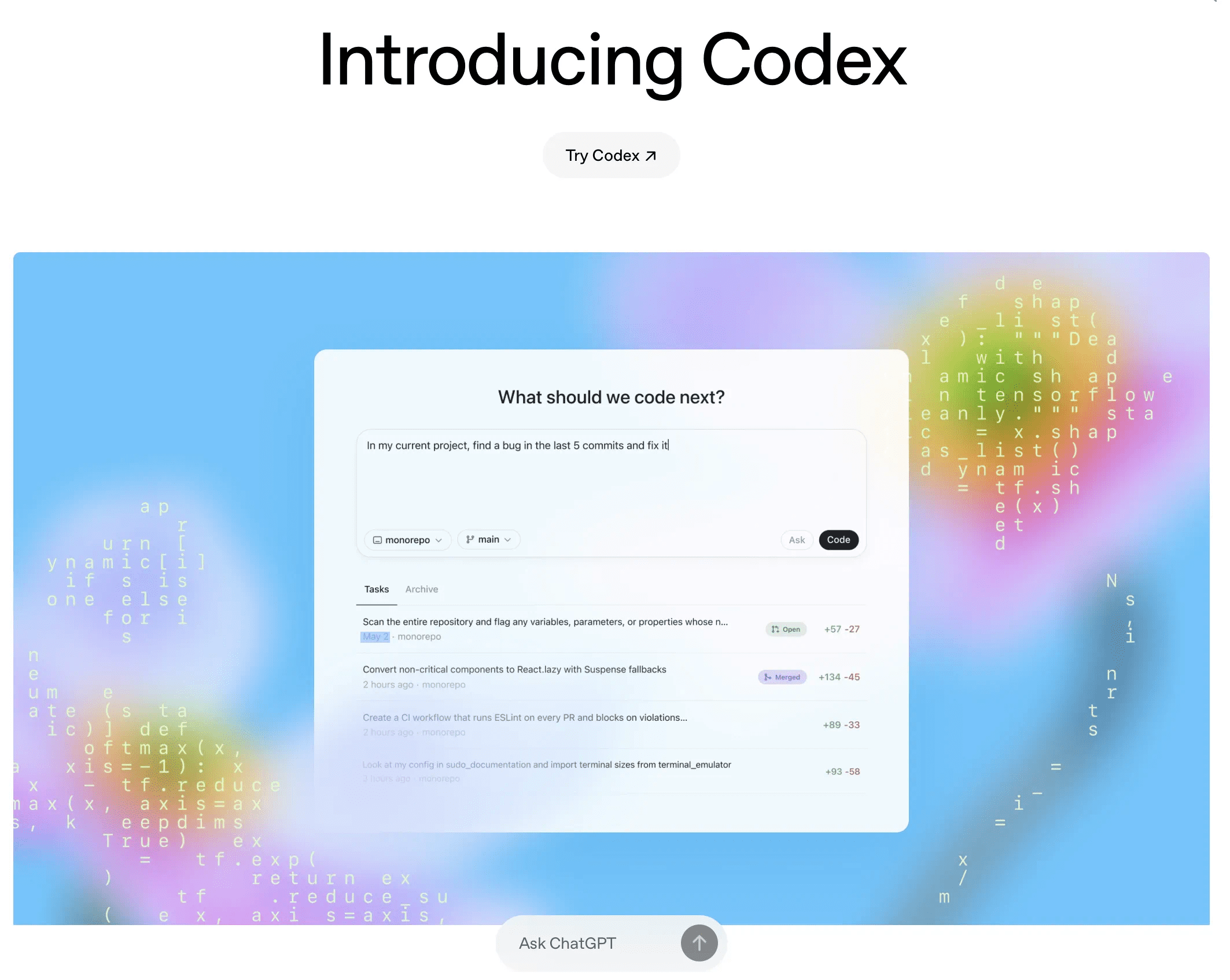 OpenAI 在今年 5 月推出的 AI 编程工具 Codex