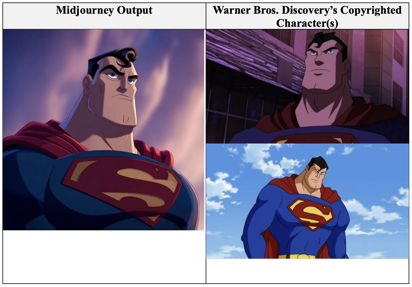 Midjourney's output for the prompt, “Superman, classic cartoon character, DC comics.”