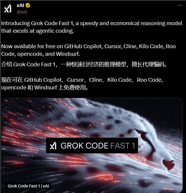 Grok Code Fast 1控制台