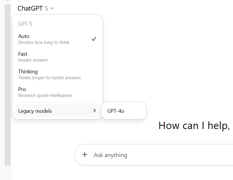 ChatGPT Pro模型选择界面