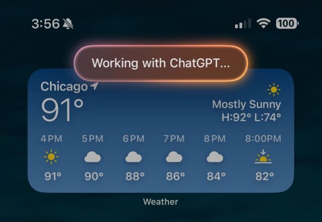 iOS界面显示“正在与ChatGPT合作”