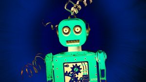 Illustration of a broken toy robot.