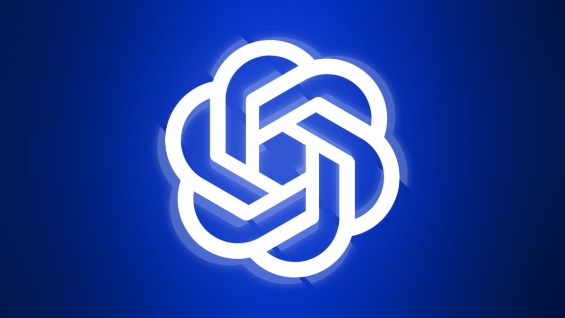 OpenAI logo over a tectonic shift in the background