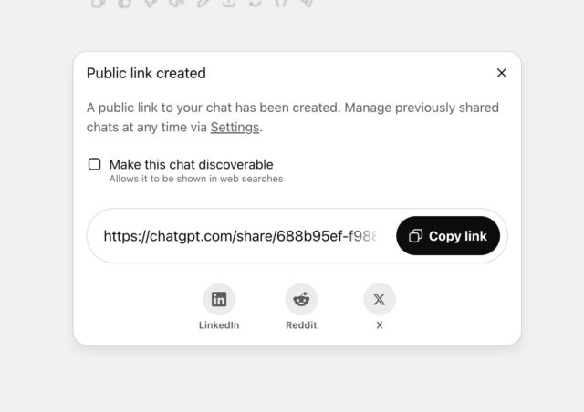 ChatGPT Share box via Dane Stuckey on X