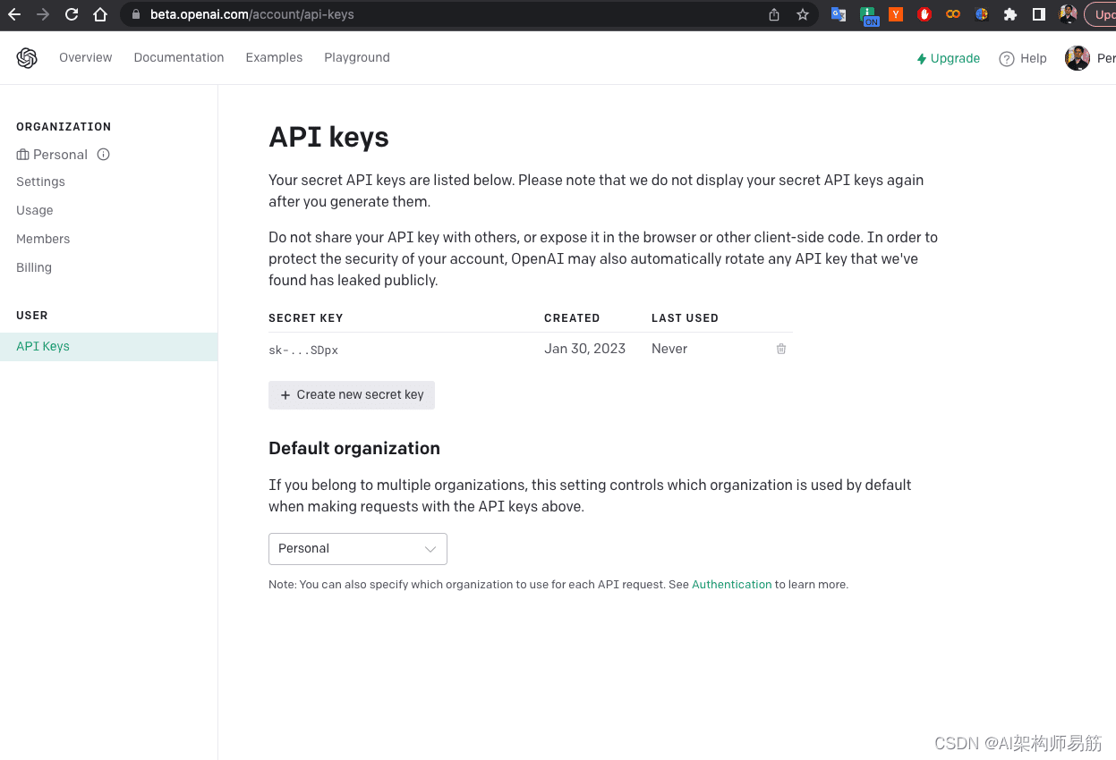 OpenAI API Key 获取步骤一