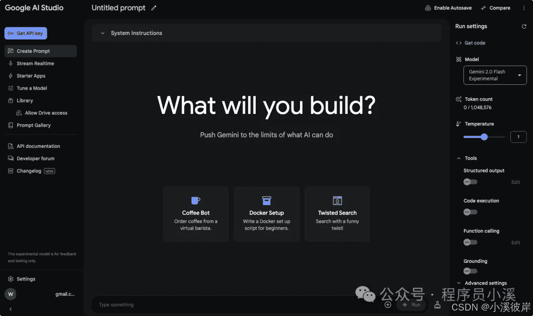 Google AI Studio 首页