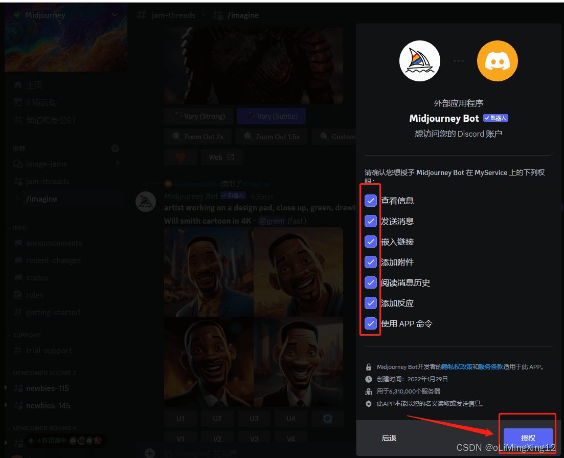 选择服务器并授权