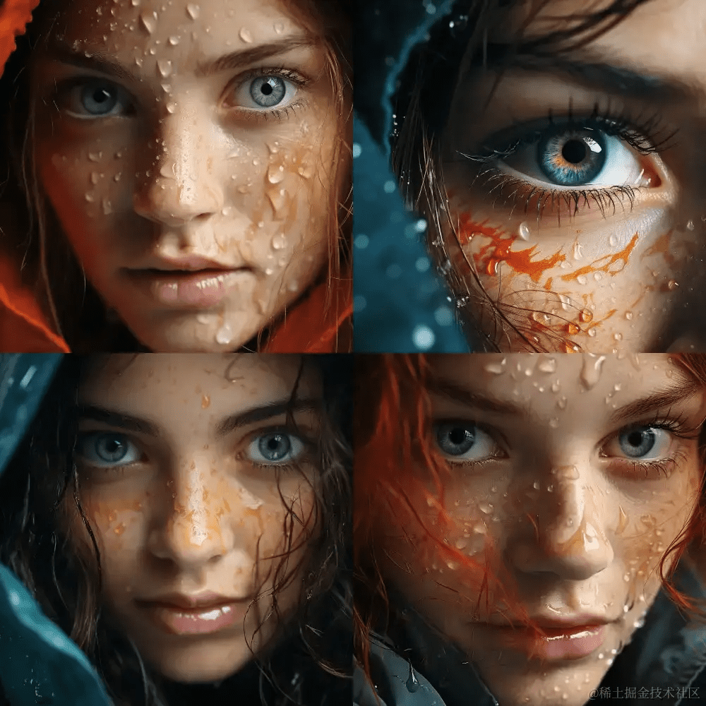 extreme close up shot of a young woman midjourney