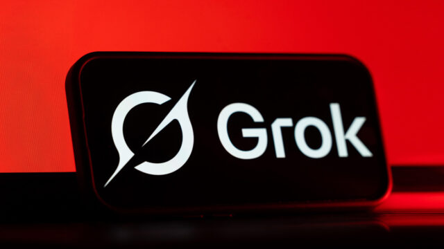 Grok chatbot logo on a smartphone